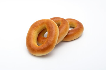 baking bagel or bagel ring on white background