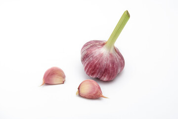 
fresh garlic on a white background