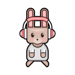 easter bunny with headphones