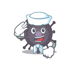 A brave sailor caricature design style of salmonella ready to sail