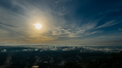 The morning sunrise with beautiful floating clouds in Chiang Mai, Thailand