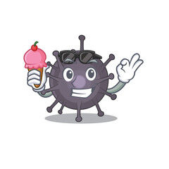 A Caricature design concept of salmonella with cone ice cream