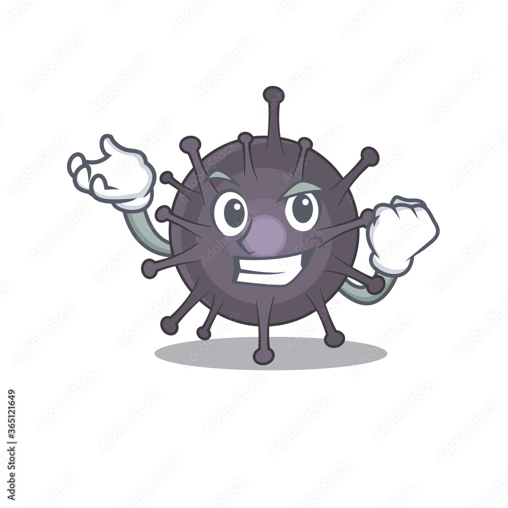 Sticker A caricature design concept of salmonella with happy face