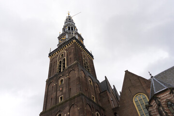 Fototapeta na wymiar Old Church or Oude Kerk in winter in Amsterdam, Netherlands.