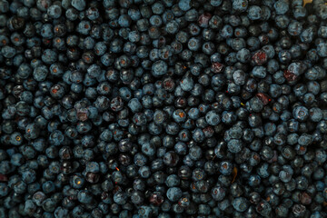 Blueberry berries scattered on a smooth turn.