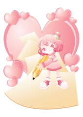 girl holding a pencil to write