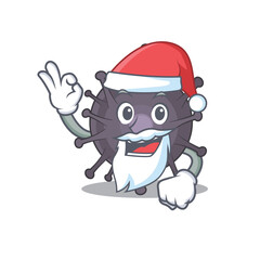 cartoon character of salmonella Santa with cute ok finger