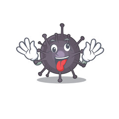 A mascot design of salmonella having a funny crazy face