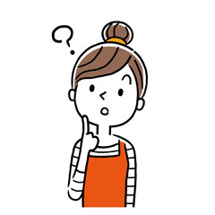 Vector illustration material: a young housewife who feels doubts