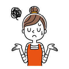 Vector illustration material: young housewife in trouble