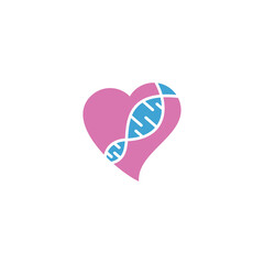 Logo template of love and dna. Simple flat style. Vector logo template ready for use.
