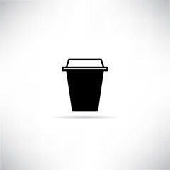 coffee cup icon with shadow on white background