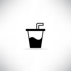 coffee cup icon with shadow on white background
