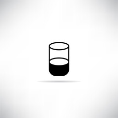water glass icon drop shadow on gray background