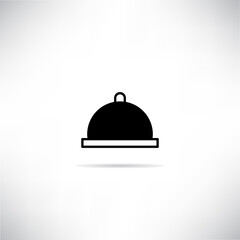 dinner plate icon with drop shadow vector illustration