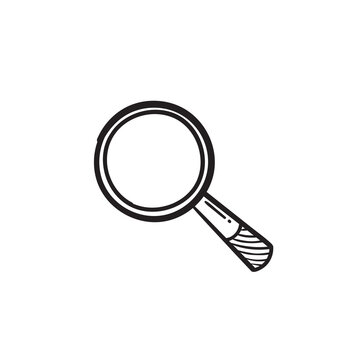hand drawn doodle magnifying glass icon drawing style