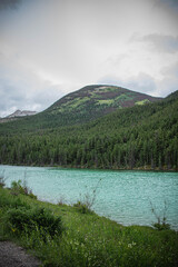 mountain landscape with lake and mountains