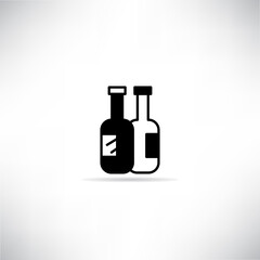 beer bottle icon with drop shadow vector illustration