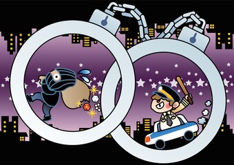 police officer chasing a thief