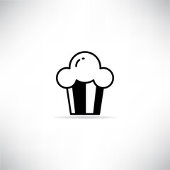 cupcake icon with drop shadow vector illustration