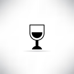 wine glass icon with drop shadow vector illustration