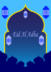 blue Eid al-Adha greeting cards for templates