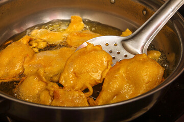 Indian home made bajji frying in oil