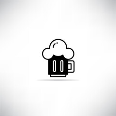 beer and  foam icon with drop shadow vector illustration