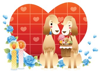 dogs with candies in basket
