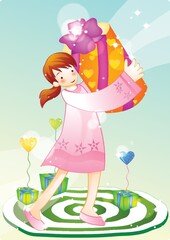 girl holding a present