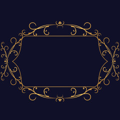 Gold frames. Vintage page decoration, borders. Wicker lines and old decor elements. Luxury decoration for greeting cards, wedding album or restaurant menu. Jpeg illustration