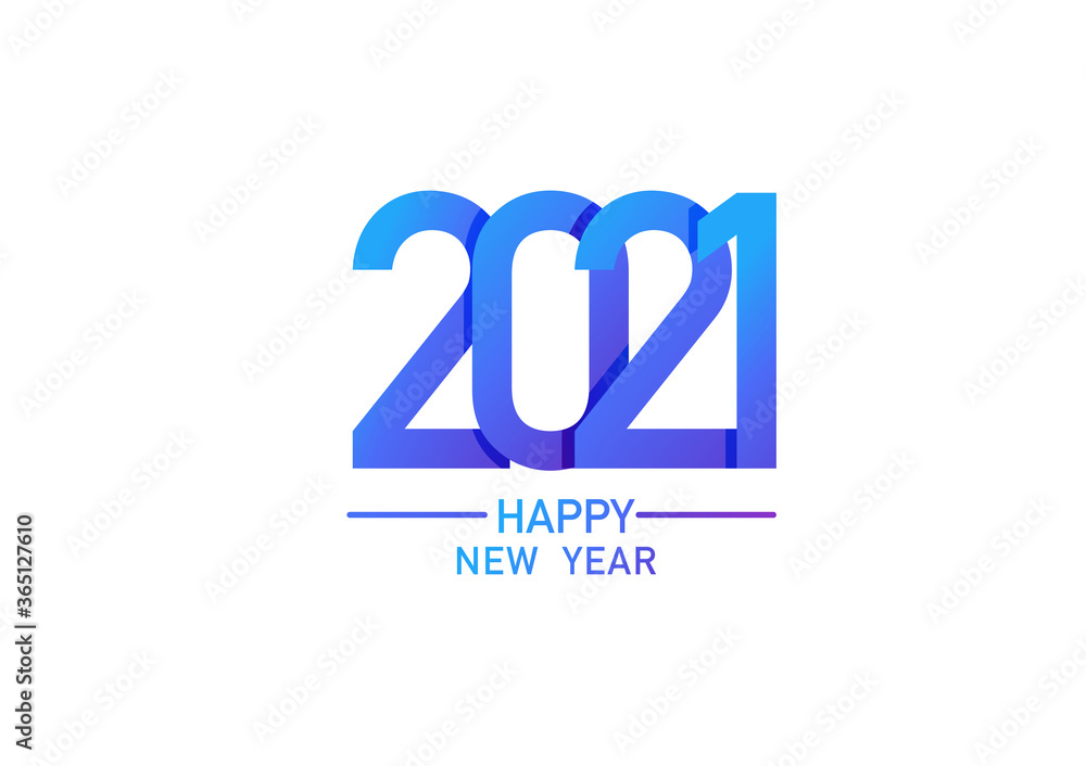 Poster 2021 happy new year text design vector template