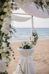 Fototapeta na wymiar Wedding setup on the beach