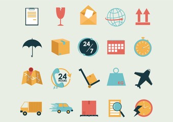 collection of logistic and shipping icons