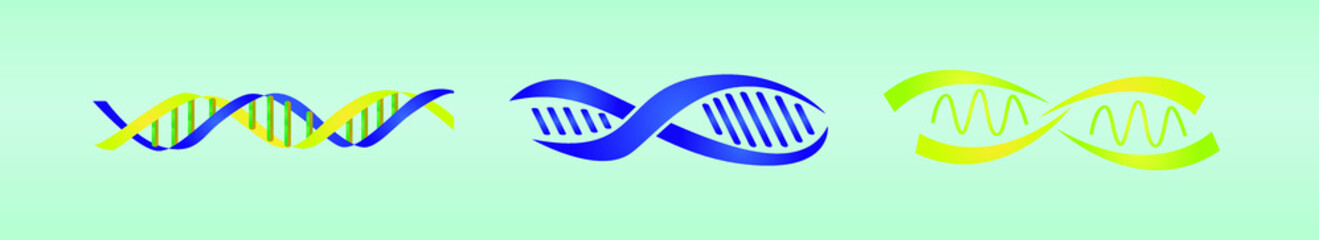 DNA molecule sign set, genetic elements and icons collection strand. Vector illustration