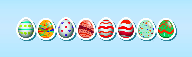 Set of Easter eggs with different texture. vector illustration
