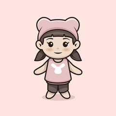 chibi anime girl mascot and character design