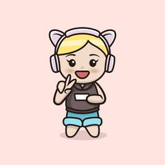 chibi anime girl mascot and character design