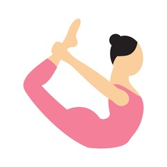 girl practising yoga in bow pose