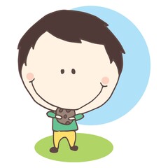 Obraz premium boy eating cookie