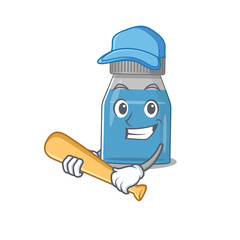 Cool syrup medicine caricature picture design playing baseball