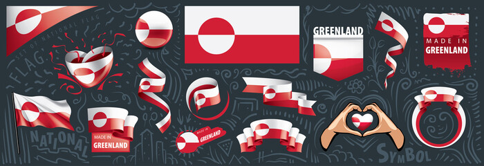 Vector set of the national flag of Greenland in various creative designs © butenkow