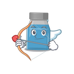 A lovable syrup medicine as a romantic cupid cartoon picture with arrow