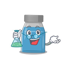 Super Genius Professor of syrup medicine Caricature character working on a lab