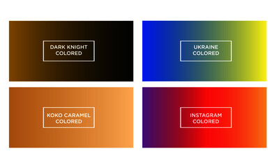 Set of gradient color background (dark knight colored, ukraine colored, koko caramel colored, instagram colored)