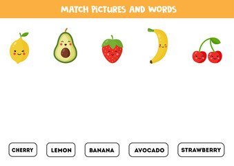 Match fruits and berries with the written words.