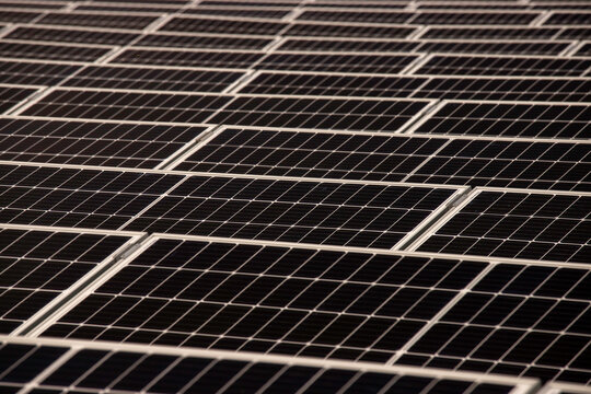 Ground mounted photovoltaic solar panels providing clean energy  