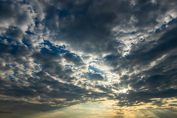 colorful dramatic sky with cloud at sunset