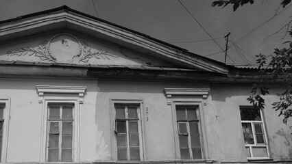 
Elements and details of the facade of the house in the cities of Russia