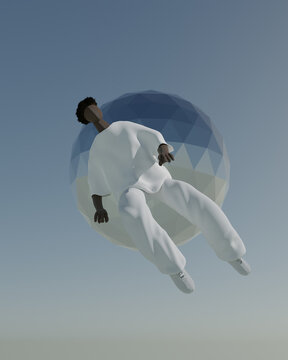 Illustration of man falling in sky